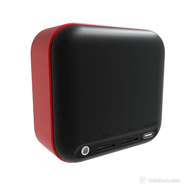 Sleek Square Portable Electronic Device With Black Red Body And USB Ports 3d model 