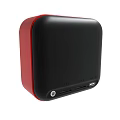 Sleek Square Portable Electronic Device With Black Red Body And USB Ports