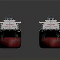 Two Cargo Ship Models With Green Decks And Red Hulls On Gray Background 3d model