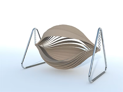 Modern Woven Swing Chair With Silver Metal Frame And Comfortable Seating Design 3d model