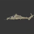 Military Attack Helicopter In Camouflage Brown With Rotor Blades And Weapon Systems