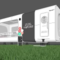 Modern Mobile Retro Design Homestay Building With Glass Windows And Grass Lawn