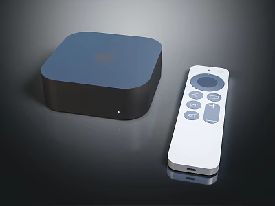 Smart Modern Television With Black Square Streaming Box And White Remote Control 3d model