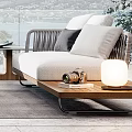 Modern Outdoor Sofa For Patio Relaxation Area With Mountain Water View And Cushions