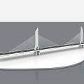 Modern Cable Stayed Bridge With Twin Towers Illuminated Over Blue Water 3d model
