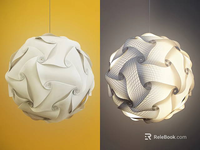 Unique Shaped Pendant Lights With Curved Texture Design For Modern Home Decor 3d model 