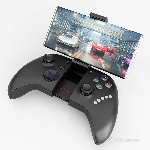 Entertainment Electronics Wireless Game Controller With Built in Screen And Racing Game 3d model