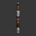 Traditional Weapon With Wooden And Metal Hilt Red Gemstone Accents And Decorative Ornaments