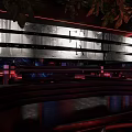 Modern Futuristic Bar Interior With Neon Lights LED Seating And Digital Screens