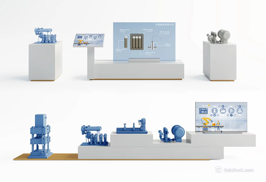 Shower Sauna Equipment Exhibition With Control Panels And System Components 3d model 