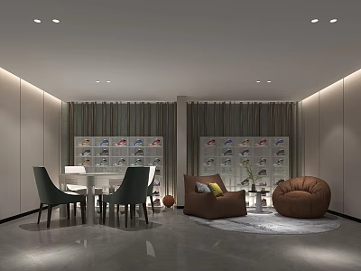 Hotel Chess Room Elegant Interior With Mahjong Tables Comfortable Chairs And Decorative Cabinets 3d model