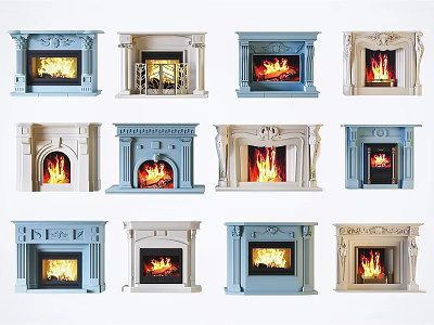 European style fireplace real fire fireplace fireplace combination fireplace modeling living room fireplace dining room fireplace 3d model