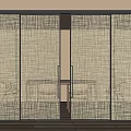 Modern Sliding Doors With Textured Glass In Contemporary Dining Interior 3d model