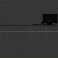 L Shaped Wooden Desk With Metal Legs Dual Computer Monitors Keyboard And Mouse