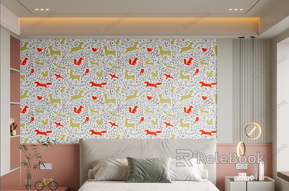 Modern children bedside background wallpaper model