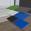 Colorful Corrugated Building Components in Green Gray Blue and Black Tones
