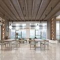 New Chinese-style Library Bookcase Tea Table and Chair Combination Sofa Coffee Table Combination Water Bar 3d model