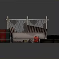 Construction Site Area With Metal Fence Barrels Old Metal Box Tires And Tools