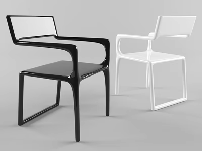 Modern Black And White Armchairs With Sleek Structure And Minimalist Design 3d model