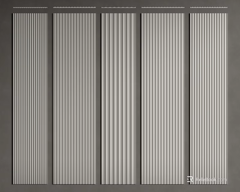 Sleek Modern Gray Wall Paneling With Vertical Stripes Design For Interior Walls 3d model 