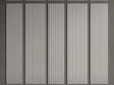 Sleek Modern Gray Wall Paneling With Vertical Stripes Design For Interior Walls 3d model