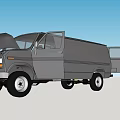 Gray Van With Open Hood And Side Door For Maintenance Or Loading 3d model