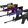 Assorted Colorful Rifles With Various Designs Decorative Patterns And Different Styles