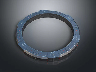 Blue And Black Circular Device With Red And White Markers On Surface 3d model