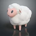 Cartoon Sheep Character 3D Model With White Wool Pink Face Legs And Black Eyes