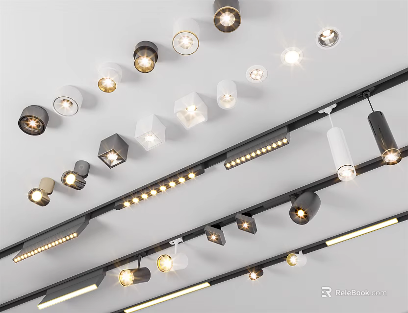 Modern LED Downlights and Spotlights with Various Styles and Shapes for Home Interior Lighting 3d model 