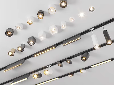 Modern LED Downlights and Spotlights with Various Styles and Shapes for Home Interior Lighting 3d model