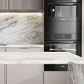 Modern Kitchen Interior Design With Marble Countertop Backsplash And Built-in Appliances 3d model