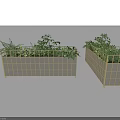 Garden Landscape Design With Gold Metal Grid Planters And Green Plants