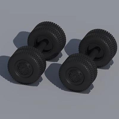 Black Textured Dumbbells With Wheel Shaped Weight Plates For Fitness Training 3d model