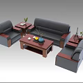 Modern Office Interior With Sofa Set Coffee Table Side Tables And Green Plants 3d model