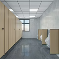 Public Restroom Modern Design With Clean Environment Marble Sink Counter Large Mirror Recessed Ceiling Lights