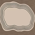 Modern Irregular Shaped Rug on Wooden Floor with Black Wavy Lines Pattern 3d model