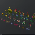 Colorful Decorative Plants With Vibrant Yellow Pink And Blue Flowers