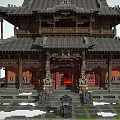 Ancient Chinese Architecture With Multi Story Tile Roof Ornate Eaves And Wooden Framework
