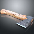 Wooden Handled Axe With Textured Metal Blade And Ergonomic Grip