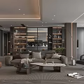 Modern Living Dining Room Interior Design With Sofa Coffee Table And Built In Bookshelves