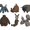 Cute Animal Shaped Ottoman Sofa Stools in Blue Brown Gray White for Living Room Decor