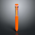 Vibrant Orange Multi Color Ballpoint Pen With Transparent Section And Top Buttons