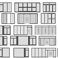 Various Window And Door Design Sketches For Architectural Layout Plans 3d model