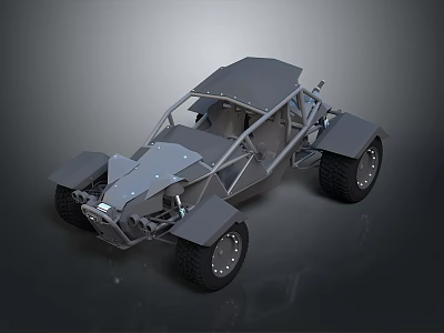 Rugged Off-Road Terrain Featuring Open Frame Desert Vehicle and Large Tires 3d model