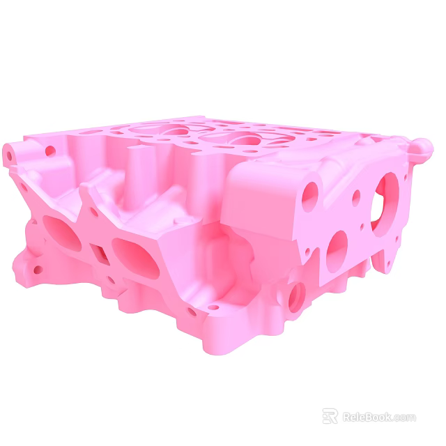 Pink Engine Cylinder Block 3D Model With Intricate Mechanical Structure Design 3d model 