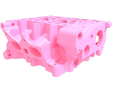 Pink Engine Cylinder Block 3D Model With Intricate Mechanical Structure Design 3d model