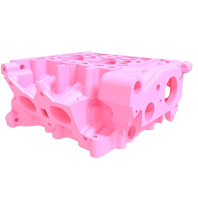 Pink Engine Cylinder Block 3D Model With Intricate Mechanical Structure Design 3d model