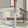 Modern Commercial Street With Tall Buildings Shops And Urban Pedestrian Area