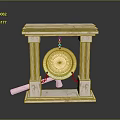Traditional Gong Musical Instrument with Marble Stand and Wooden Mallet